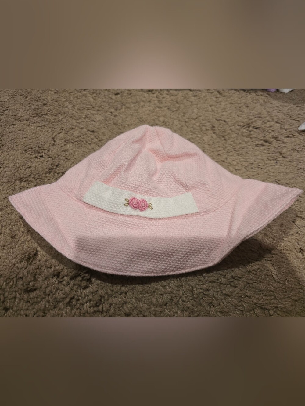 Baby Pink Floral Accent Sun Hat for Kids